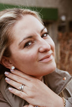 Load image into Gallery viewer, Square Earring in Pure White with Golden Lining