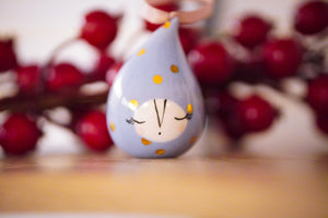 Christmas Droplet in Soft Blue with Golden Dots