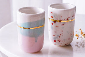 "Landscape" 2er-Set Espresso Cups, 80 ml Speckled Mint & Blush