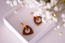 Load image into Gallery viewer, Earrings Triangle in Purple &amp; Golden Rim