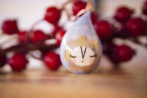 Christmas Droplet in Light Blue with Golden Flower