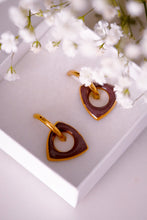 Load image into Gallery viewer, Earrings Triangle in Purple &amp; Golden Rim