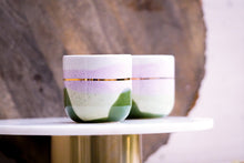 Load image into Gallery viewer, SINGLE &quot;Landscape&quot; Latte Cup, 4.0 dl in FOREST GREENS &amp; LILAC