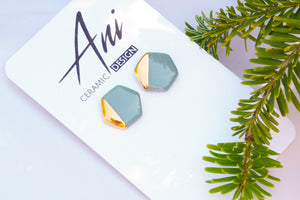 Hexagon Errings in Teal Green