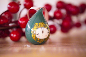 Christmas Droplet in Pine Green with Golden Details