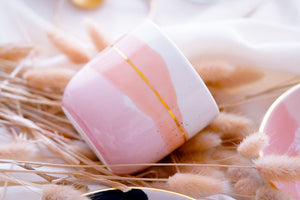 "Landscape" Single Latte Cup in Blush Pink & Apricot