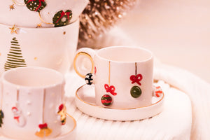 THE BLOOM *XMAS Edition* 2er-Set Espresso Cups, 1.5 dl mit Untersetzer