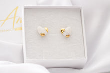 Load image into Gallery viewer, White / Golden Heart Earrings