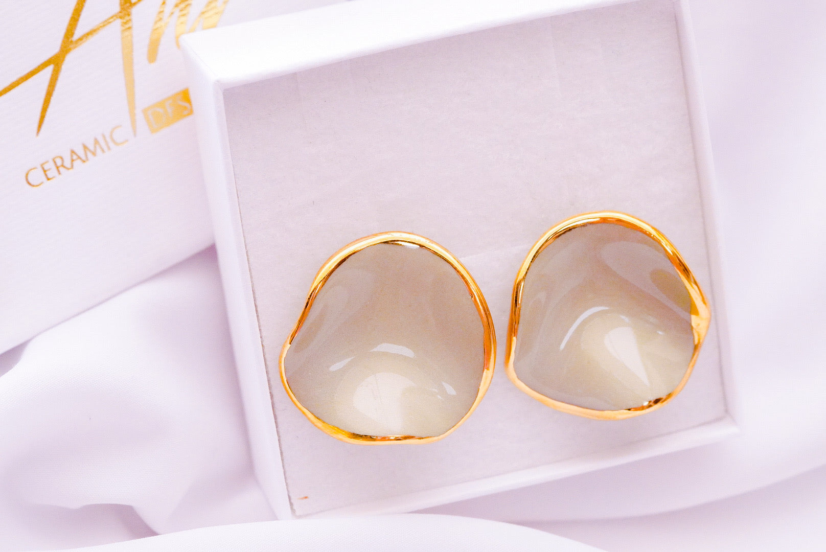 Earring in Mint Pastel with Golden Rim