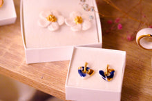 Load image into Gallery viewer, Earrings Triangle in Blue &amp; Golden Rim
