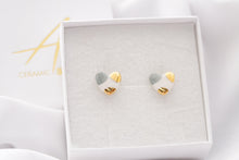 Load image into Gallery viewer, Teal / Golden Heart Earrings