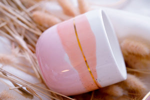 "Landscape" Single Latte Cup in Blush Pink & Apricot