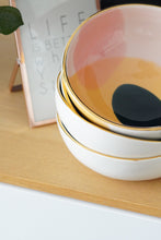 Load image into Gallery viewer, &quot;Landscape&quot; BOWL Soft Yellow, Midnight Blue &amp; Pink Blush
