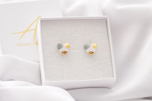 Teal / Golden Heart Earrings