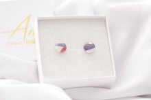 Laden Sie das Bild in den Galerie-Viewer, Mini Circle Earrings in Berry, Blue &amp; Gold