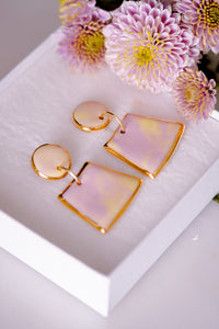 Two-Pieces Earrings Soft Yellow & Blush Pink