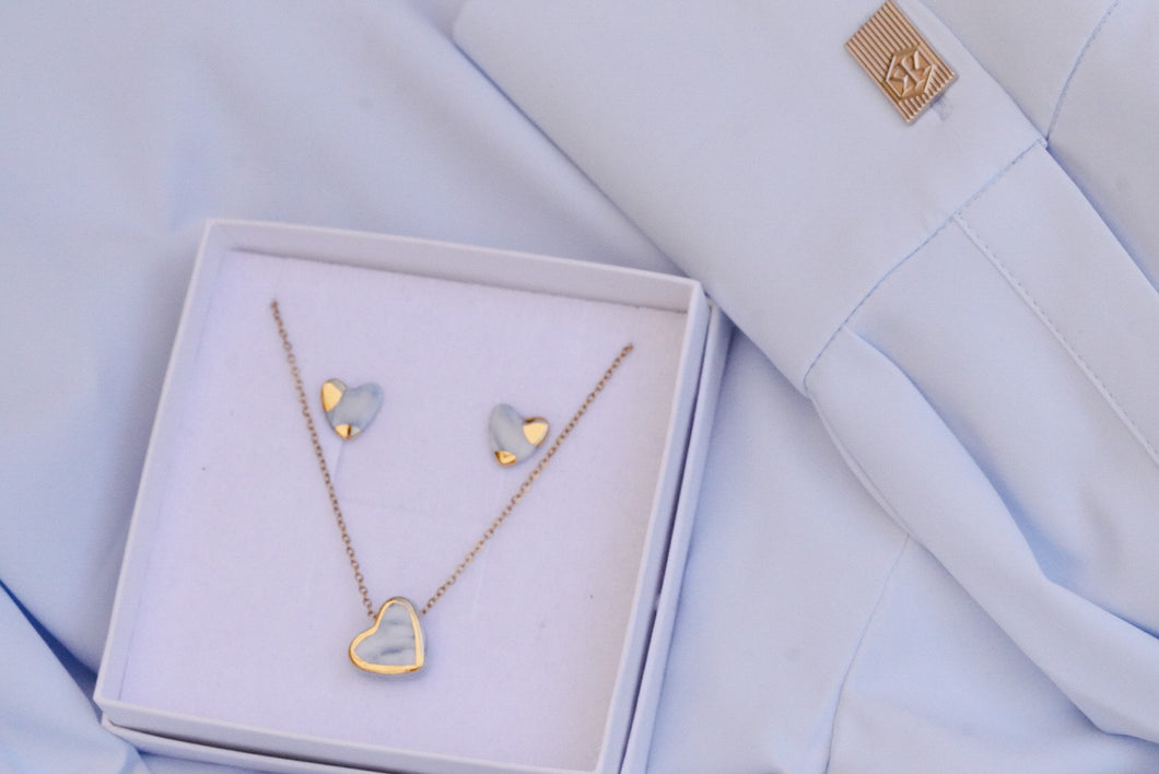 SET GOLDEN-HEART Earrings & Necklace