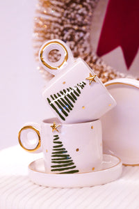 THE BLOOM *XMAS Edition* 2er-Set Espresso Cups, 1.5 dl mit Untersetzer