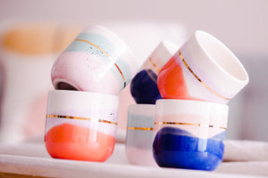 "Landscape Cups" 2er-Set in diversen Grössen in Crema & Midnight Blue