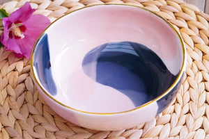 "Landscape" BOWL in Dark blue, Violet & blush