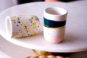 "Landscape" 2er-Set Espresso Cups, 80 ml Speckled Emerald & Blush