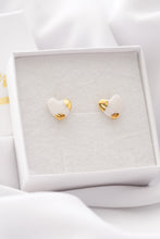 Load image into Gallery viewer, White / Golden Heart Earrings