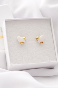 White / Golden Heart Earrings