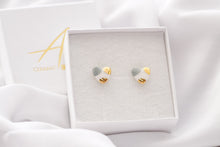 Load image into Gallery viewer, Teal / Golden Heart Earrings