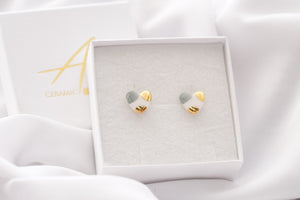 Teal / Golden Heart Earrings