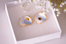 Load image into Gallery viewer, WAVE EARRINGS SOFT BLUE &amp; GOLDEN DOT &amp; RIM