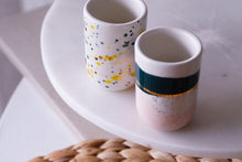 Load image into Gallery viewer, &quot;Landscape&quot; 2er-Set Espresso Cups, 80 ml Speckled Emerald &amp; Blush