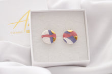 Load image into Gallery viewer, Circle Midi Earrings in Pink, Blue &amp; Gold