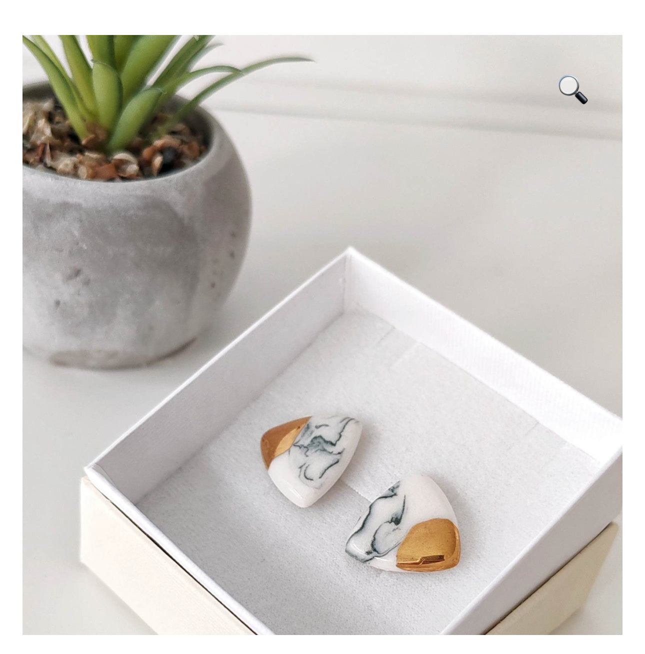 Triangle Earrings in Marble Green