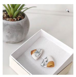 Triangle Earrings in Marble Green
