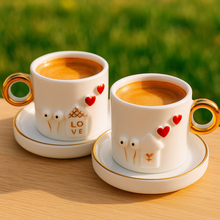 Laden Sie das Bild in den Galerie-Viewer, THE BLOOM 2er-Set Espresso Cups, ♥️ 1.5 dl mit Untersetzer