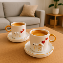 Laden Sie das Bild in den Galerie-Viewer, THE BLOOM 2er-Set Espresso Cups, ♥️ 1.5 dl mit Untersetzer