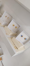 Load image into Gallery viewer, Heart Earrings Soft Pastell Yellow &amp; Golden Patterns