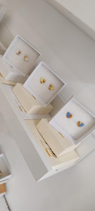 Heart Earrings Soft Pastell Yellow & Golden Patterns