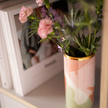 Load image into Gallery viewer, Landscape MIDI FLOWER VASE in Soft Green &amp; blush Tones