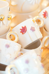 THE BLOOM 2er-Set Espresso Cups, 1.5 dl mit Untersetzer
