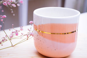 "Landscape" Single Latte Cup in Blush Pink & Apricot