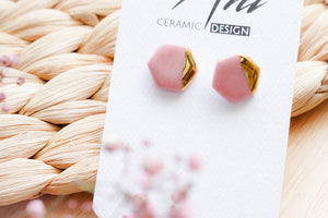 IMPERFECTION: Hexagon Earrings in Rose Blush