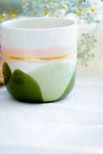 Load image into Gallery viewer, &quot;Landscape&quot; Latte Cup, 4.0 dl in Forest green &amp; blush Crema