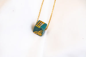 Necklace Cube Teal Green