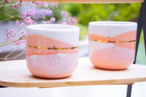 2er-Set Cappuccino Cups, 2.0 dl in Pink Blush & Apricot
