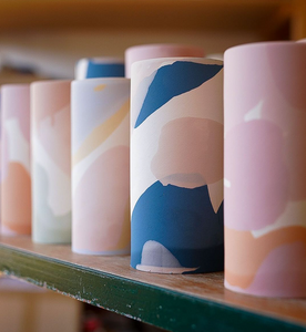 Landscape MIDI FLOWER VASE Blue & blush