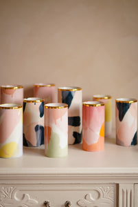 Landscape MIDI FLOWER VASE Juicy pink & Orange with golden Lining