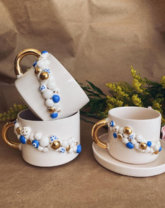 Set of 2 cappuccino cups, 2.0 dl with balloons incl. saucer/saucer