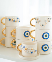 Load image into Gallery viewer, Set of 2 cappuccino cups, 2.0 dl with balloons incl. saucer/saucer