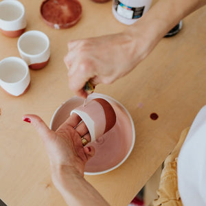 1 x Single Latte Cup, 4.0 dl Summer Love - Special Editidon - with Golden Lining - O I A  ceramics
